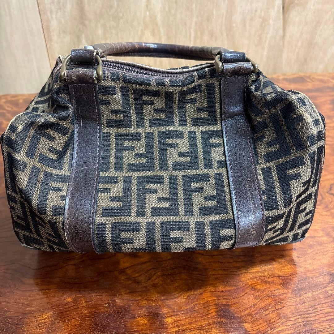 Fendi Logo Canvas Boston Bag Brown/Black Leather Trim Vintage Duffle Satchel thumbnail 20