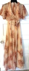 VINTAGE 1970’S SHEER FLORAL HALTER TOP MAXI DRESS W BELL SLEEVE CROP JACKET Sz 7