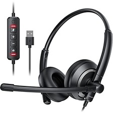 AWATRUE EH05-U WIRED USB HEADSET NOISE CANCELLING MICROPHONE FOR PC LAPTOP BLACK