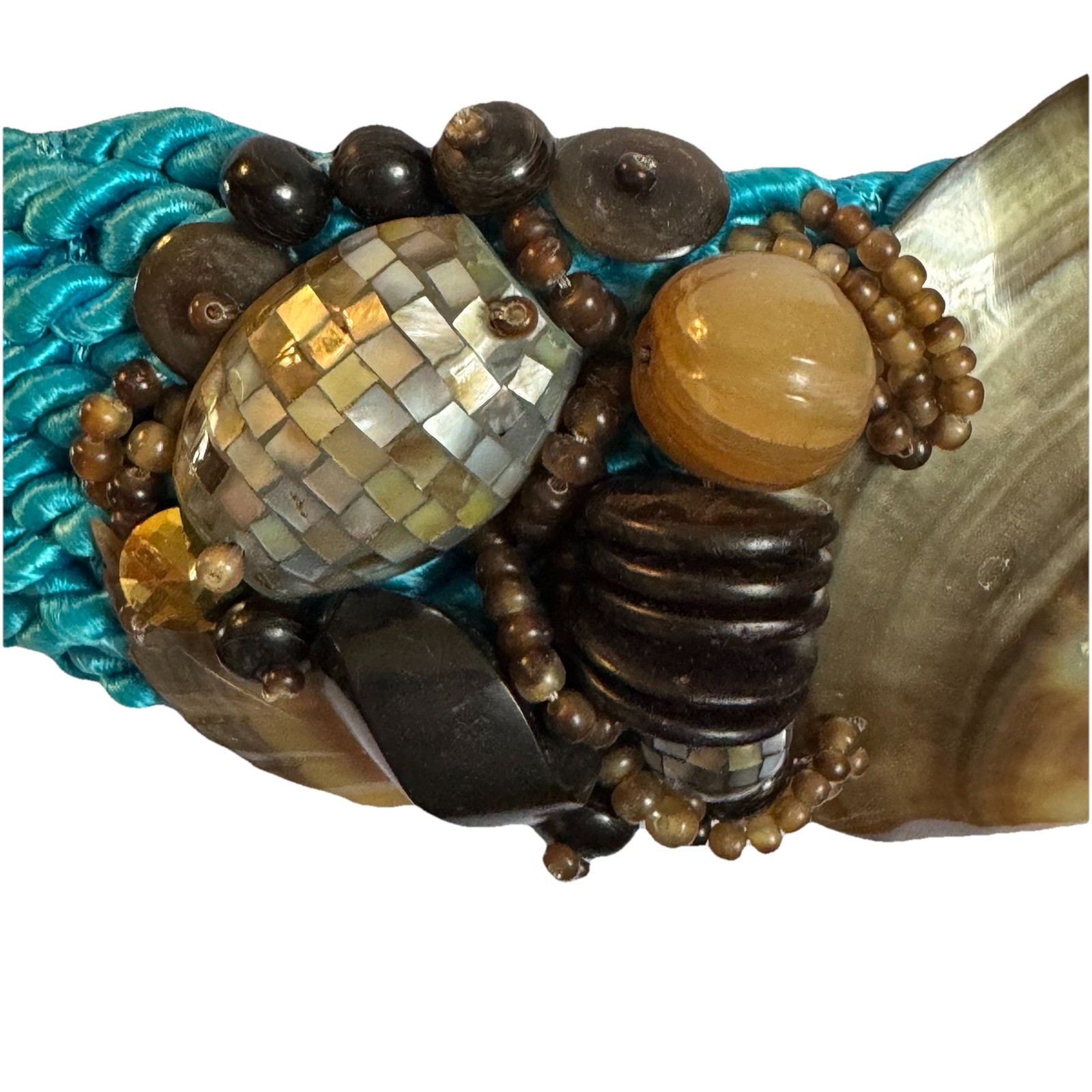 Twisted Blue Cord Statement Shell Beaded Women’s … - image 7