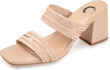 Journee Collection Women's Natia Wide Open Square Block Pump, Tan Size 6.5M