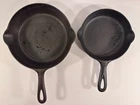 Griswold Cast Iron #3 & #5 Large Block Logo Skillet Sits Flat No Wobble Lot Of 2