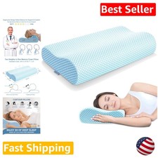 Contoured Memory Foam Pillow - Neck Pain Relief, Ergonomic Cervical Support, ...