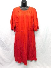 Everlane Size 12 NWT Red The City Stripe Dress Short Sleeve Midi Day Evening Md