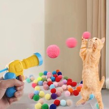 Cat Toy Shooting Gun Interactive Launcher Kitten Play Training Plush Ball Toy