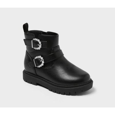 NWT sz 5 Toddler Girls' Evie Lug SoleAnkle Boots - Cat & Jack Black