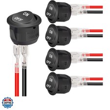5Pcs 12V Round Rocker Switch AC 6A/250V 10A/125V SPST 2 Pin 2 Position On/Off...