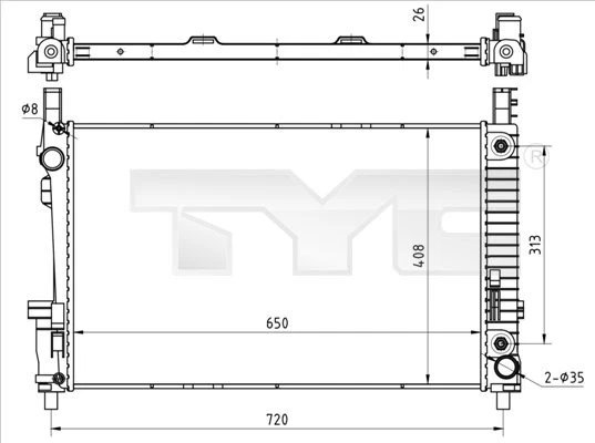 RADIATOR ENGINE COOLING 721-0020 FOR PEUGEOT MERCEDES-BENZ HONDA 2.0L 4cyl 406 - Image 2 of 4