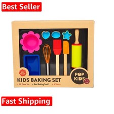 Pop Kid's 30-Piece Real Baking Tools For Kids Sized Cooking Bakeware Set with...