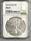 2016 Silver Eagle NGC MS69 Brown Label