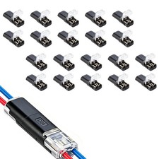 Double Wire Plug in Connector, 20 Pack, 1618 AWG, 2Pin Lock Strip Connector f...