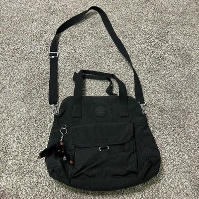 Kipling Satchel Crossbody Shoulder Bag Black Nylon Large Purse Pahneiro Monkey
