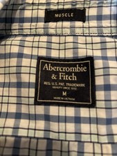 VTG Abercrombie  Fitch Muscle Men's Medium Blue Plaid Cotton Shirt Y2K