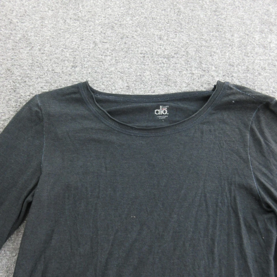 Alo Yoga Shirt Womens Small Black Long Sleeve Bamboo Lyocell Blend Athleisure - Image 3 of 4