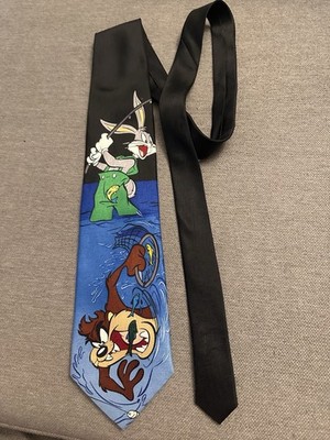 Two Men's Classic Neck Ties Looney Tunes Taz Fishing Pattern