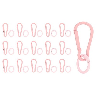 16Pcs Spring Snap Clip, Keychain Clips Buckle with O Ring, Pink