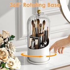 360° Rotating Makeup Brush Holder With Lid Luxury Cosmetic Organizer Storage Box