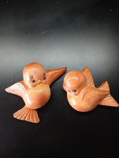 Vintage MCM Orange Chalkware Birds Wall Art Hanging Orange 6 Set Kitsch