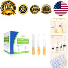 25 Gauge 1 Inch Needles with Caps, Individually Wrapped, Disposable Dispensin...
