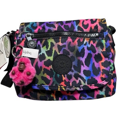 Kipling NEW Sabian Mini Crossbody Bag Rainbow Jungle Print + Monkey Key Chain