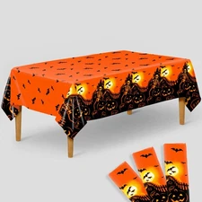 KatchOn, Orange Tablecloth Plastic - Large 54x108 Inch Pack of 3 | Skeleton T...
