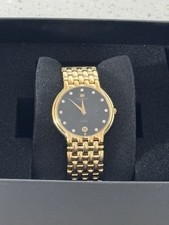 Diamond Raymond Weil Geneve 18k Gold Plated Wristwatch Black Dial