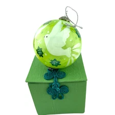 Pier 1 Li Bien Dove Christmas Ornamenet 2010 Snowflakes on Light Green