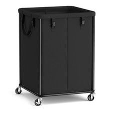 SONGMICS Laundry Basket with Wheels, Rolling Laundry Hamper with Steel Frame,...