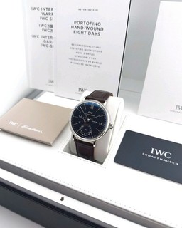 STUNNING IWC PORTOFINO HAND WOUND EIGHT DAYS WATCH WITH BOX & PAPERS