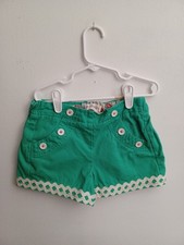 Mini Boden girls pull on button bric brac embellished summer short in green Sz 7