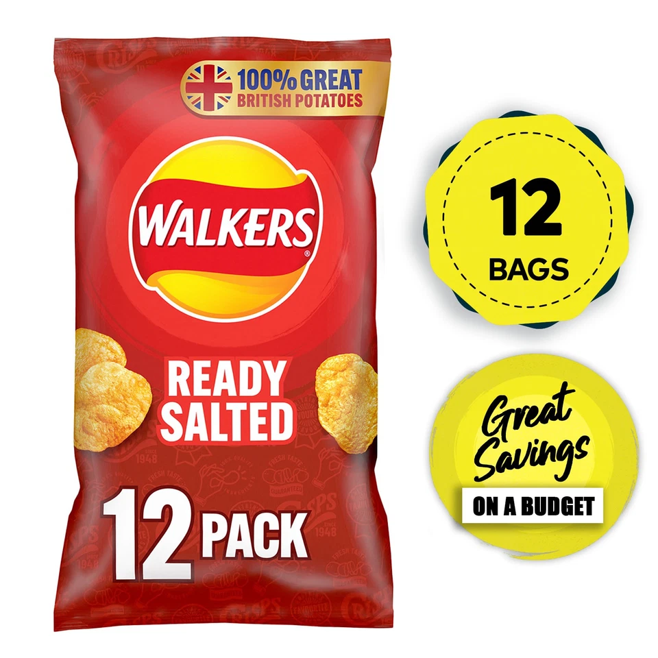 Walkers Crisps Salt Vinegar Quavers Cheese Prawn Cocktail Bundle 84 Bags Short - Image 2 of 4