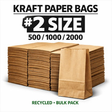 Kraft Paper Bags 2 Recycled 4.3 x 2.4 x 8.2 Small Retail Bakery Bags