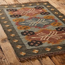 Kilim Rug Traditional Kilim Vintage Rug Natural Handwoven Wool Jute Rug Carpet