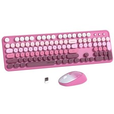 Colorful Computer Wireless Keyboards Combos, Typewriter Flexible Keys Office ... thumbnail