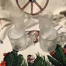 Flintstones Glass Mugs Cups Vintage McDonald's 1993 RocDonalds Set of 4