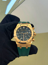 Audemars Piguet Royal Oak 41mm Rose Gold Chronograph Green Dial Rubber Strap Box