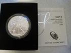2018 W Uncirculated Burnished U S Silver Eagle With BOX & COA