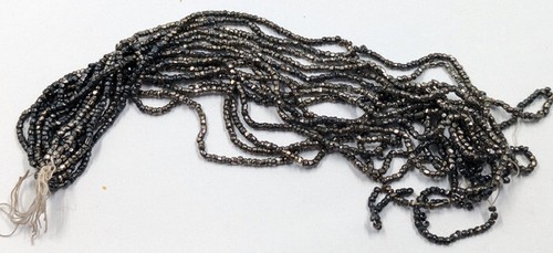 Mini Hank Vintage Antique Czech Glass Seed Beads Silver Black 12/0 3-Cuts C29-34
