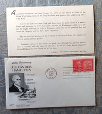 ALEXANDER HAMILTON FAMOUS DUEL PISTOL VS AARON BURR 1957 FLEETWOOD FDC+INFO CARD