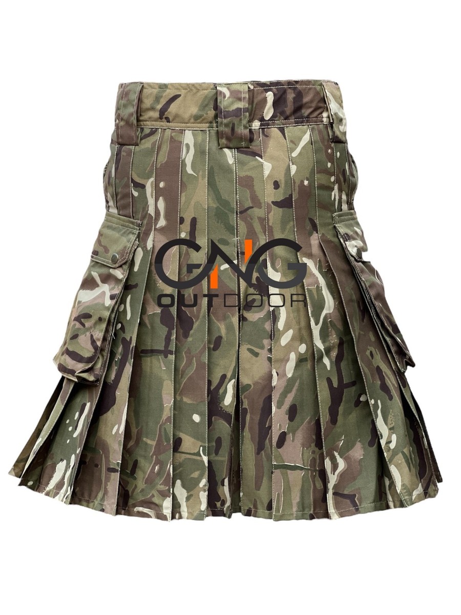 Men's Scottish Stylish Fashion Army Camouflage Utility Kilt 100