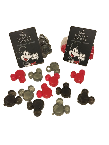 Disney Mickey Mouse Heads Red/Black/Gray Reusable 12 Pack Ice Cubes NWT