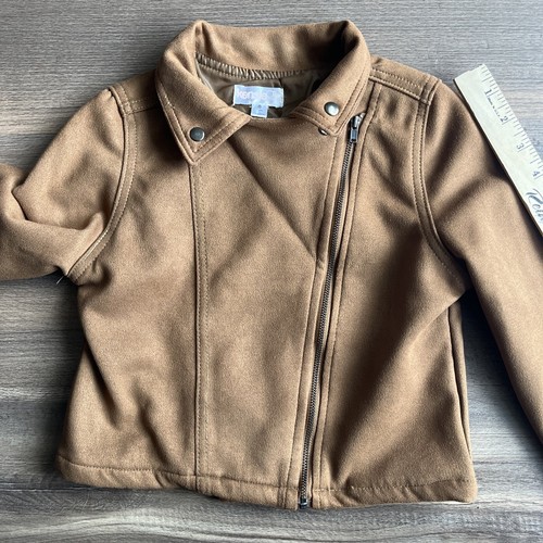 Kenzie Girl Faux Suede Short Motor Jacket Size Caramel Brown 8 Girls - Picture 8 of 9