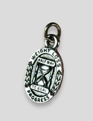TOPS Charm Silver Tone Weight Loss Progress Half Way to Goal NICE