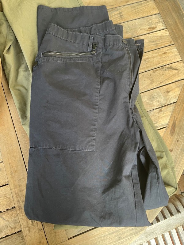 Mens Rohan Blue Vintage Unhemmed UK Cargo Hiking Pants 36