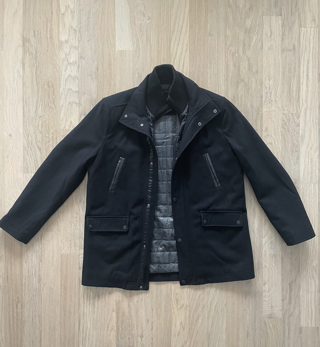 Kenneth Cole New York Men's Black Wool Winter Coat Jacket Size - Main Image