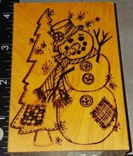 Country snowman, folk art, primitive, Cottage Stamper,B237,wooden 