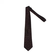 Italo Ferretti NWT Neck Tie in Brown/Black Plaid Velvet Silk Blend Made in Italy