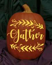 Gather with Sprigs Carved Foam Permanent Pumpkin