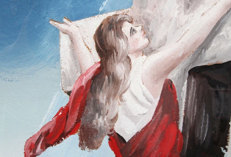 Clarence Thorpe Original 18x24 Pintura Religiosa Roca de las Edades Cruz Cristiana Foto 3 de 4