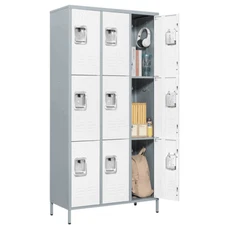 Metal Lockers with 9 Doors Steel Locker Storage Cabinet for Office School Gym